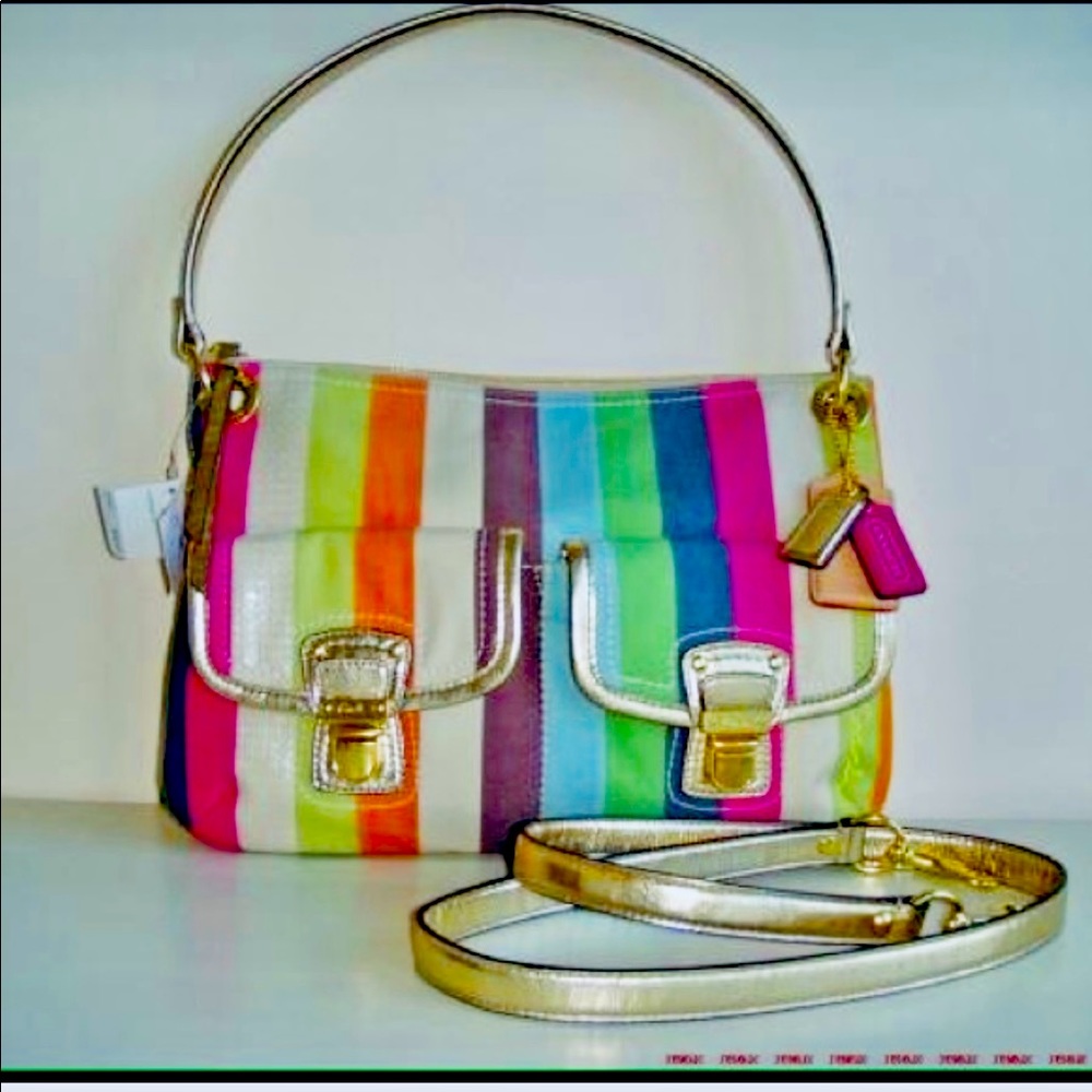NEW COACH LOVELY POPPY LEGACY STRIPE HIPPIE🌈🌟